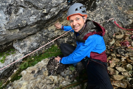 Toni Wegscheider mit Bartgeier Sisi | © Hansruedi Weyrich