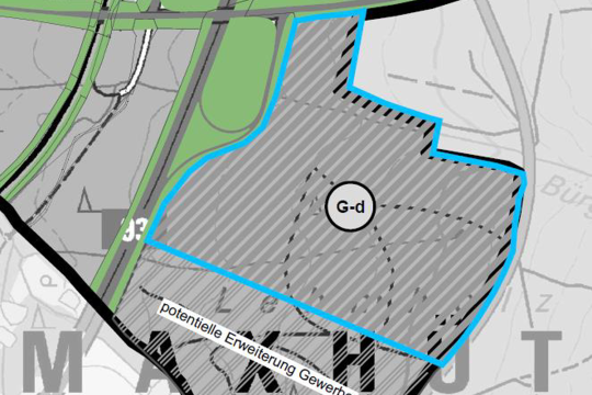 Geplantes Gewerbegebiet an der Autobahnausfahrt Teublitz (A93) | © Stadt Teublitz