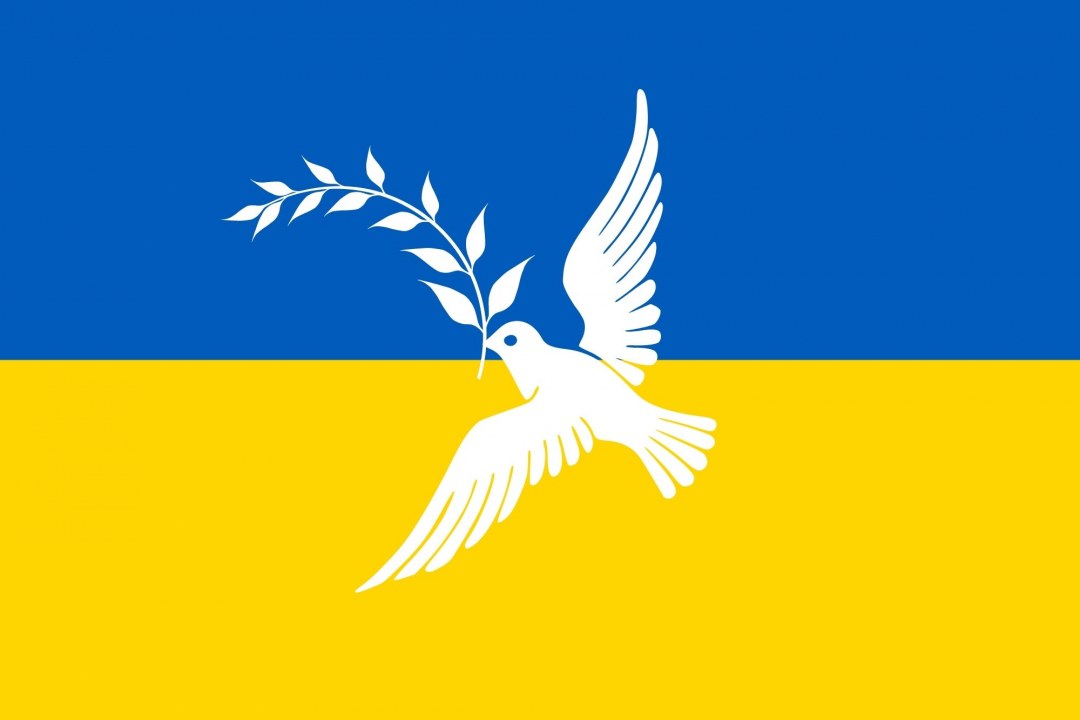 Solidarität mit der Ukraine Ukrainische Flagge mit Friedenstaube | © Canva Pro