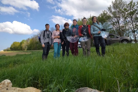 Bioakustik-Workshop mit (v.l.) Paweł Szymański, Dagmar Kobbeloer, Tereza Petrusková, Marlis Heyer, Lisa Gill und Lia Zampa | © LBV