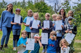 NAJU-Kindergruppe Fledermäuse in Kleinostheim mit Heupferdchen | © Michèle Väth