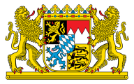 Das Wappen Bayerns zeigt Löwen und das bayerische Rautenmuster, symbolisch für den LBV und Naturschutz.