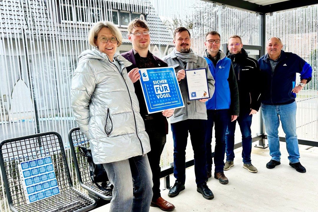 Auszeichnung Plakette Vogelschlag für Bushäuschen in Altdorf | © Susanne Voss