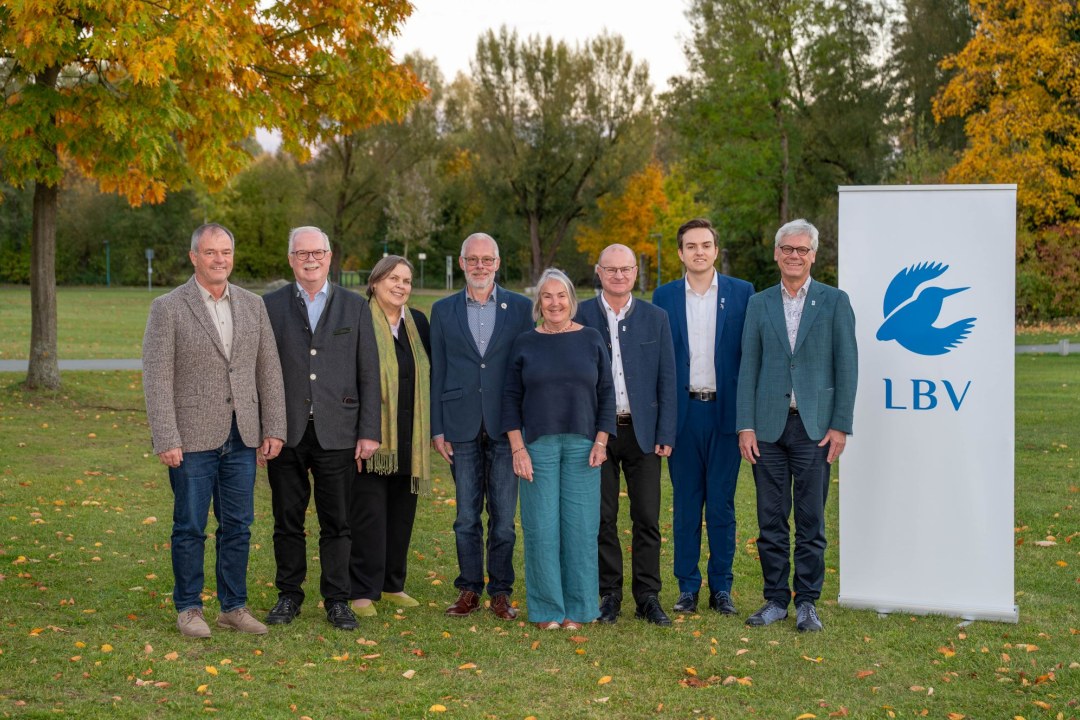 Neuer LBV-Landesvorstand 2026 (v.l.n.r.: Markus Bachmann, Dr. Ludger Arnoldussen, Doris Thurau, Frank Reißenweber, Brigitte Kraft, Dr. Norbert Schäffer, Luca Ernemann, Dr. Martin Trapp) | © Tobias Tschapka