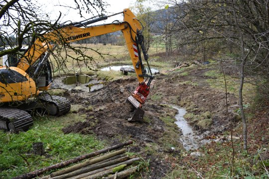 Bagger bei der Renaturierung | © Eva Schubert