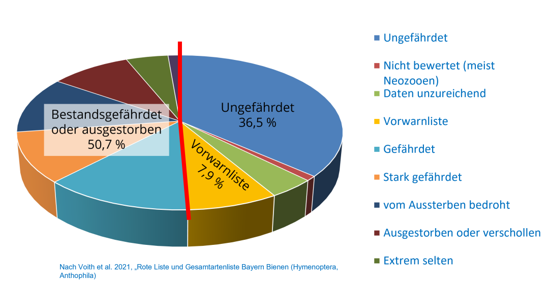 Das Diagramm zeigt die Gefährdung von Wildbienen | © LBV