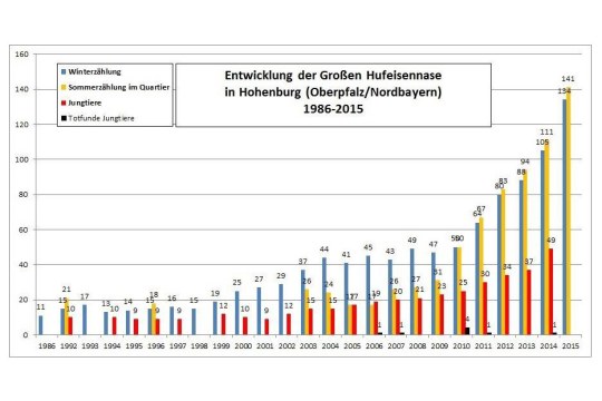 Entwicklung Große Hufeisennase 1986 - 2015 vorläufig