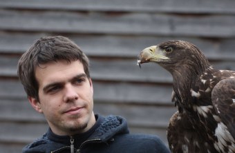 Ein junger Seeadler sitzt auf Ferdinand Baers Arm | © Ferdinand Baer