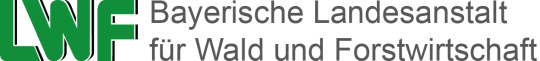 Das Logo der Bayerischen Landesanstalt für Wald und Forstwirtschaft zeigt den Schriftzug "LWF" in grüner Farbe.