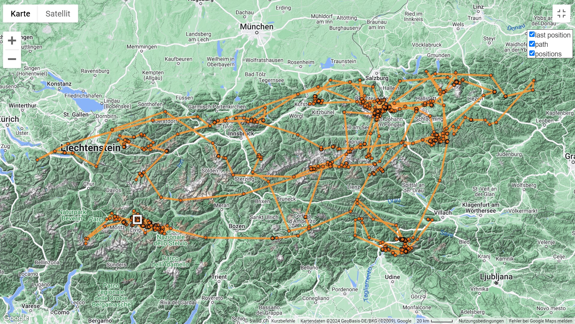 Satellitenbild Routen Nepomuk 24 |© VCF & LBV