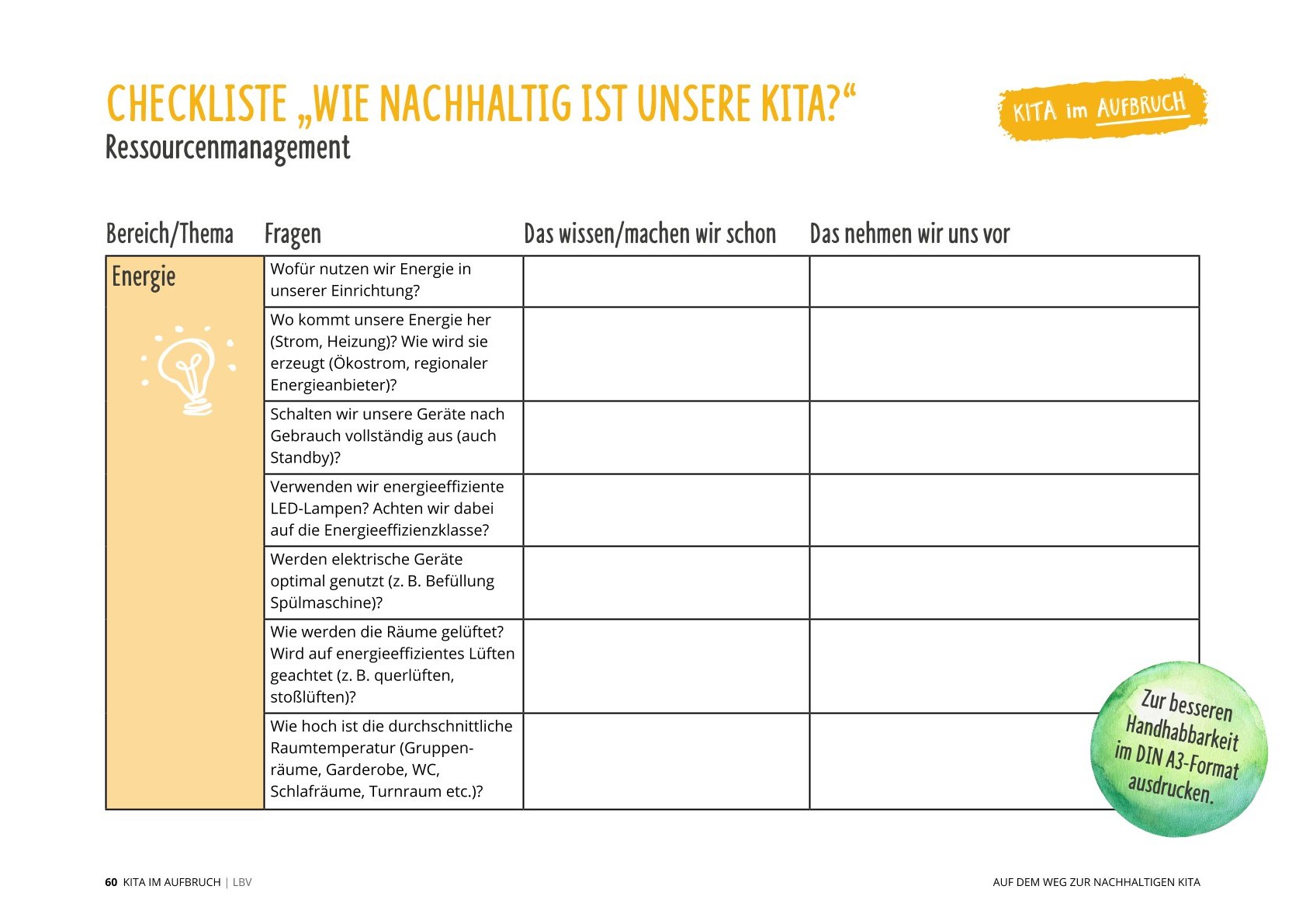 Checkliste "Wie nachhaltig ist unsere Kita?"